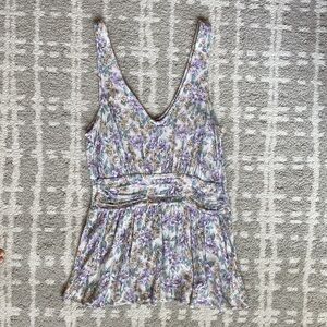 •American Eagle• Bohemian Floral Peplum V-Neckline Tank Top
